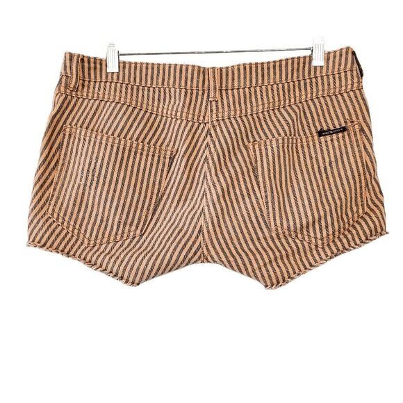 MAISON SCOTCH Women's Brown Striped Distressed Cut Off Shorts 32 - Picture 3 of 8